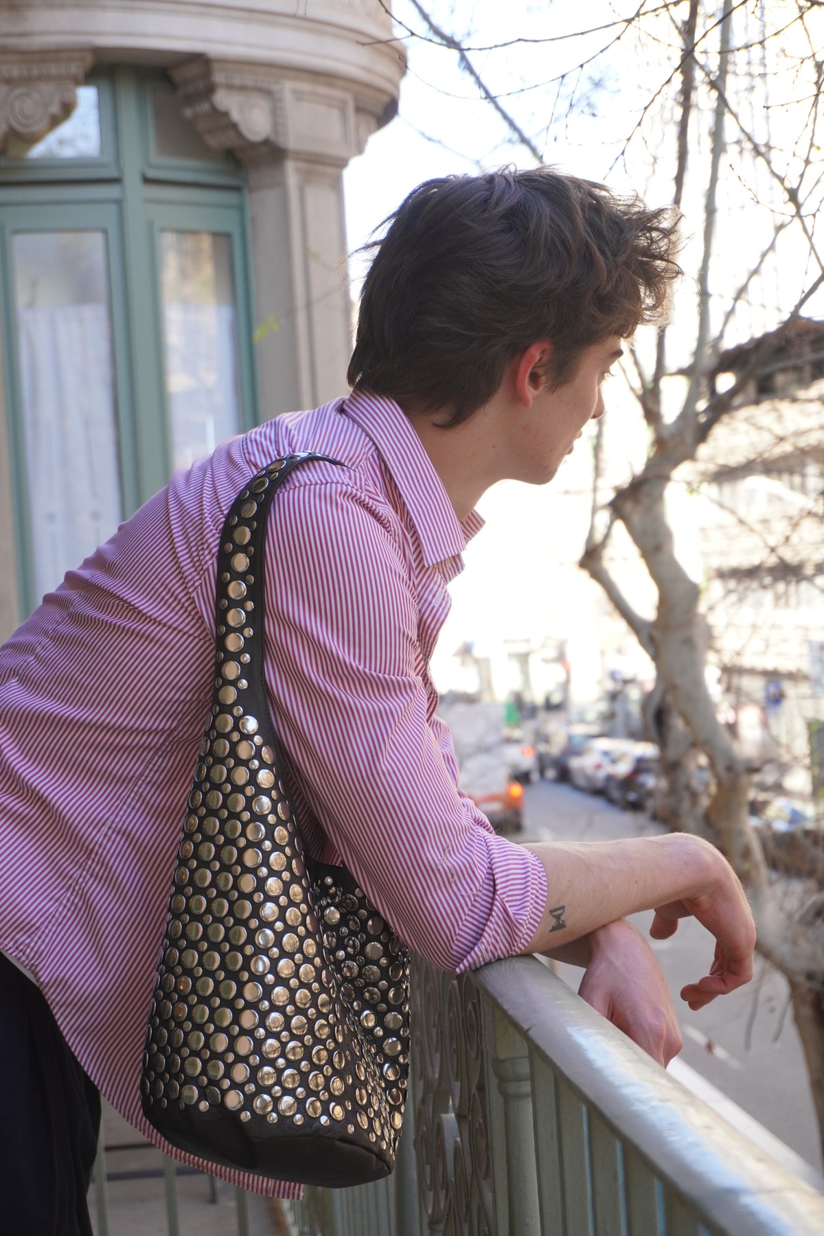 STUDDED brown